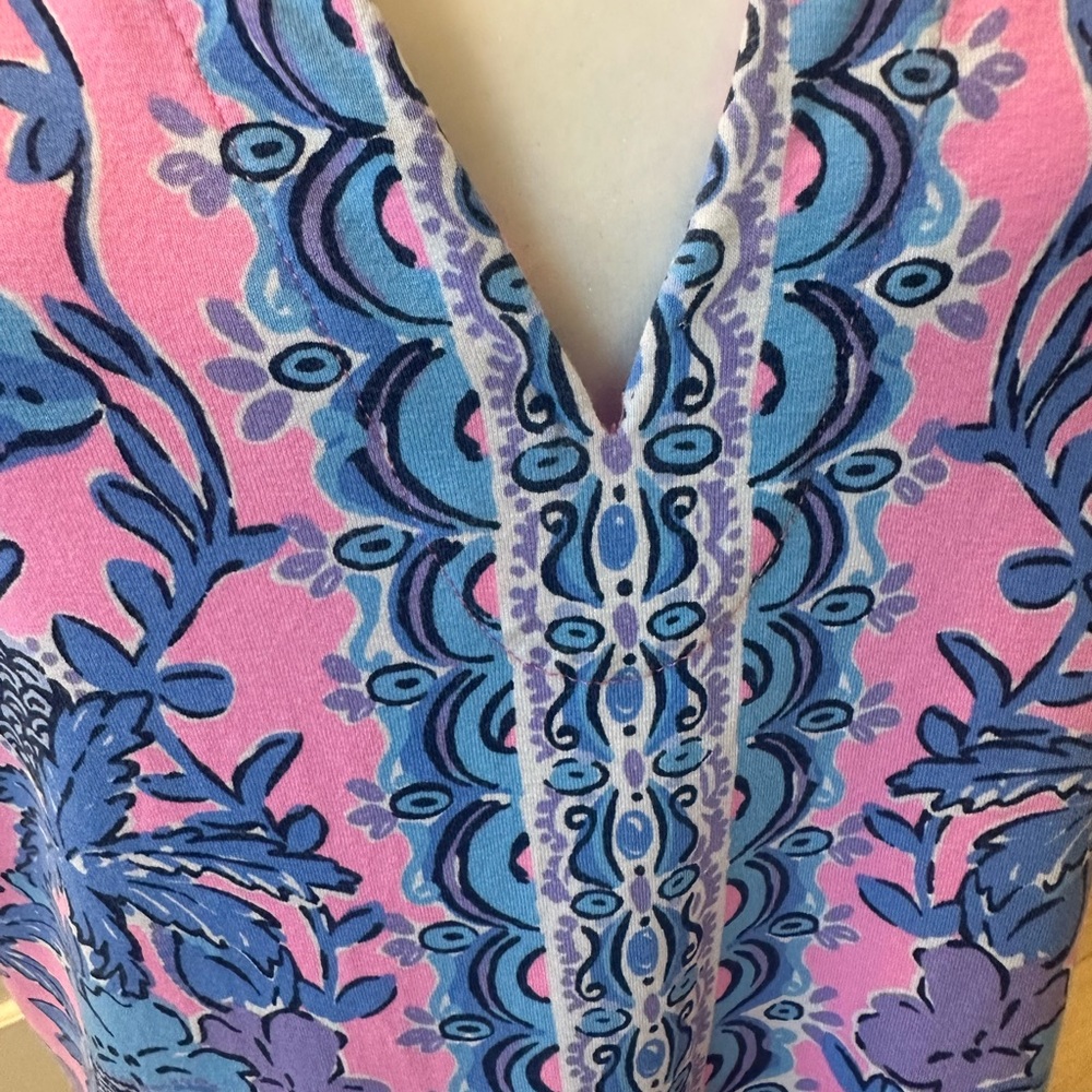 Lilly Pulitzer Pink and Blue Floral V-Neck Dress - Picture 7 of 13